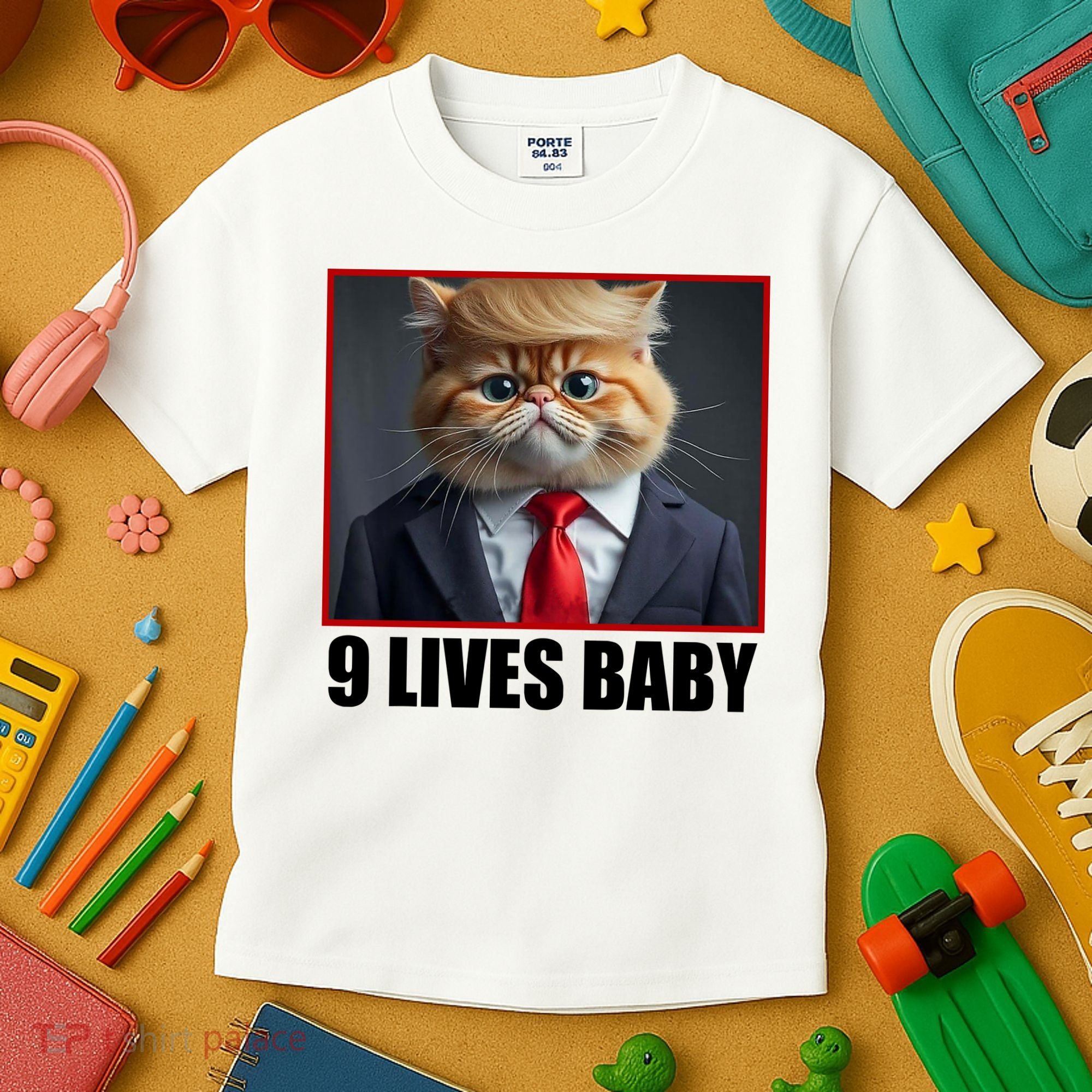 Cat Trump 9 Lives Baby Kids T-Shirt