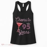 Cheers To 95 Years 95th Birthday Present 95 Years Old Bday Women's Tank Top thumb 0
