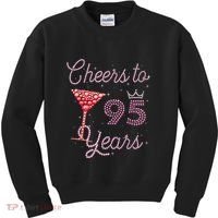 Cheers To 95 Years 95th Birthday Present 95 Years Old Bday Kids Sweatshirt thumb 0