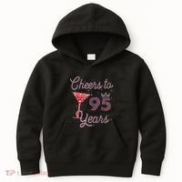 Cheers To 95 Years 95th Birthday Present 95 Years Old Bday Kids Hoodie thumb 0