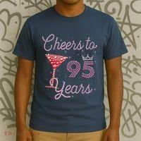 Cheers To 95 Years 95th Birthday Present 95 Years Old Bday T-Shirt thumb 3