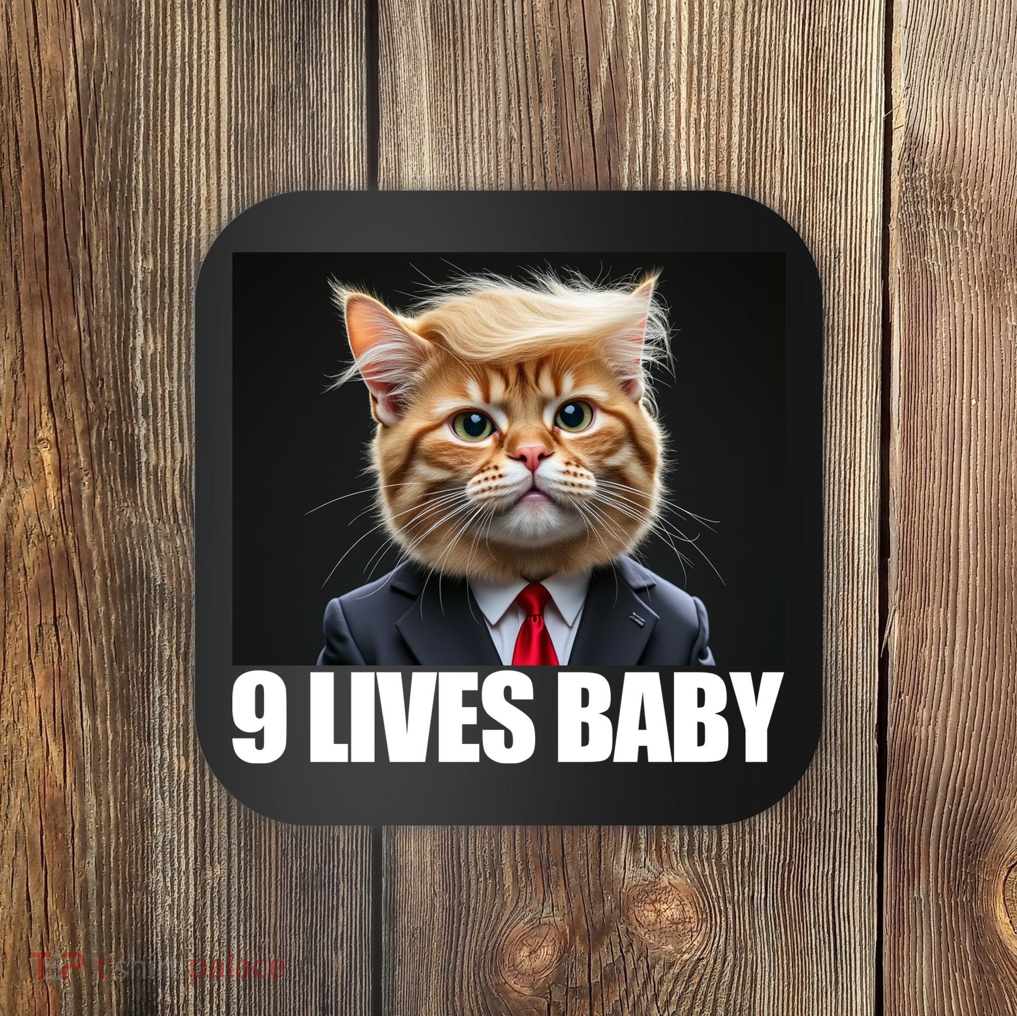 Cat Trump 9 Lives Baby Coaster