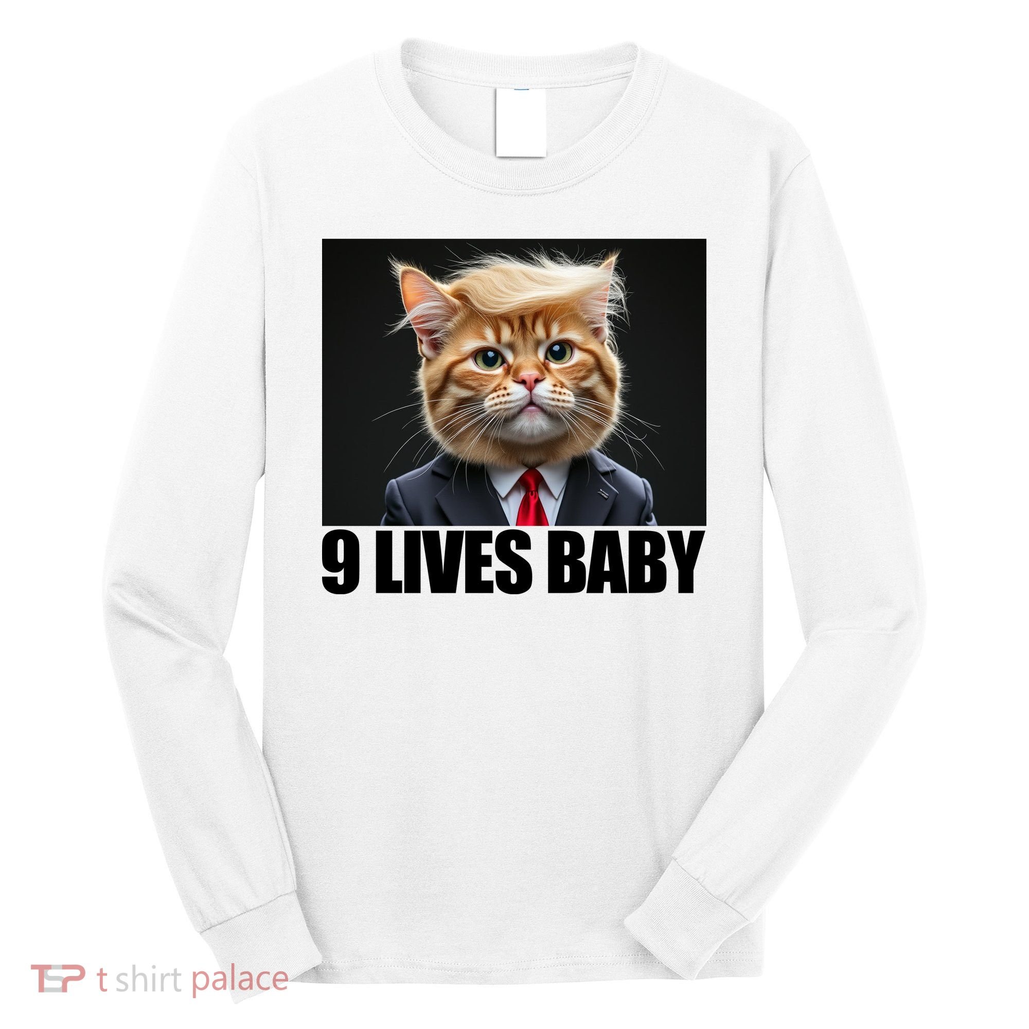 Cat Trump 9 Lives Baby Long Sleeve Shirt