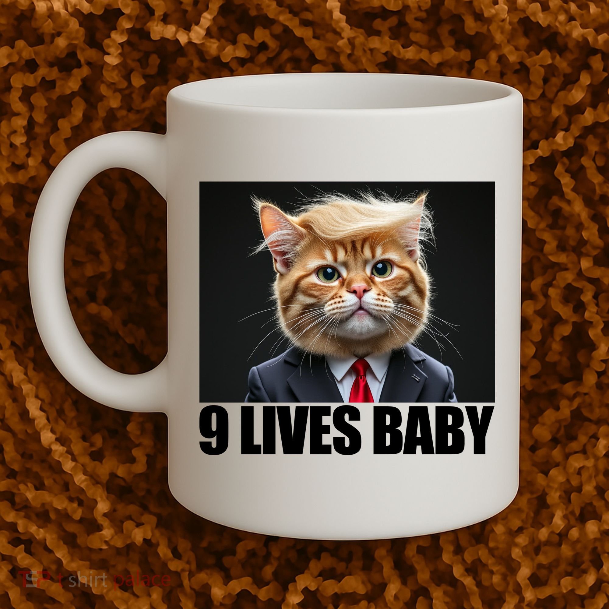 Cat Trump 9 Lives Baby Coffee Mug