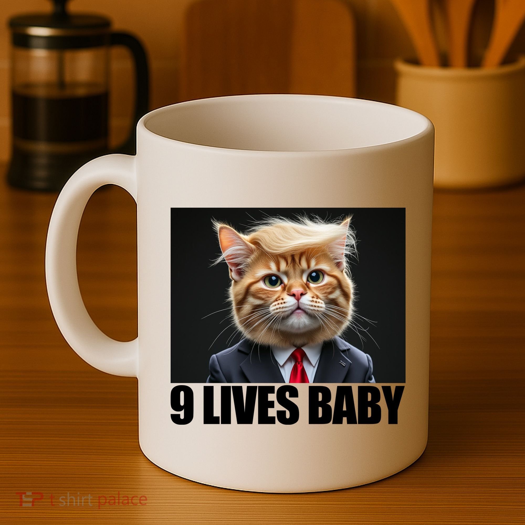 Cat Trump 9 Lives Baby Coffee Mug