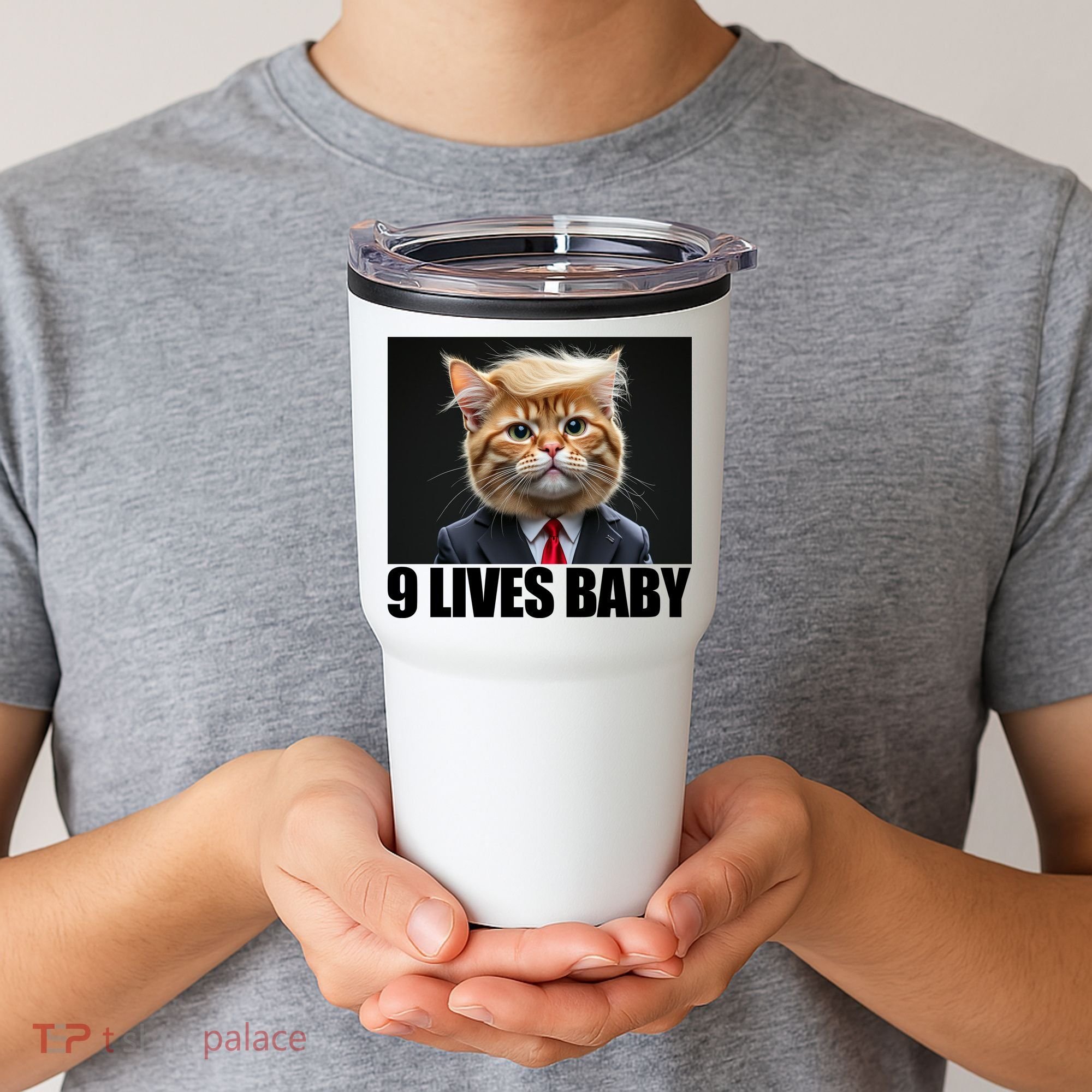 Cat Trump 9 Lives Baby Tumbler