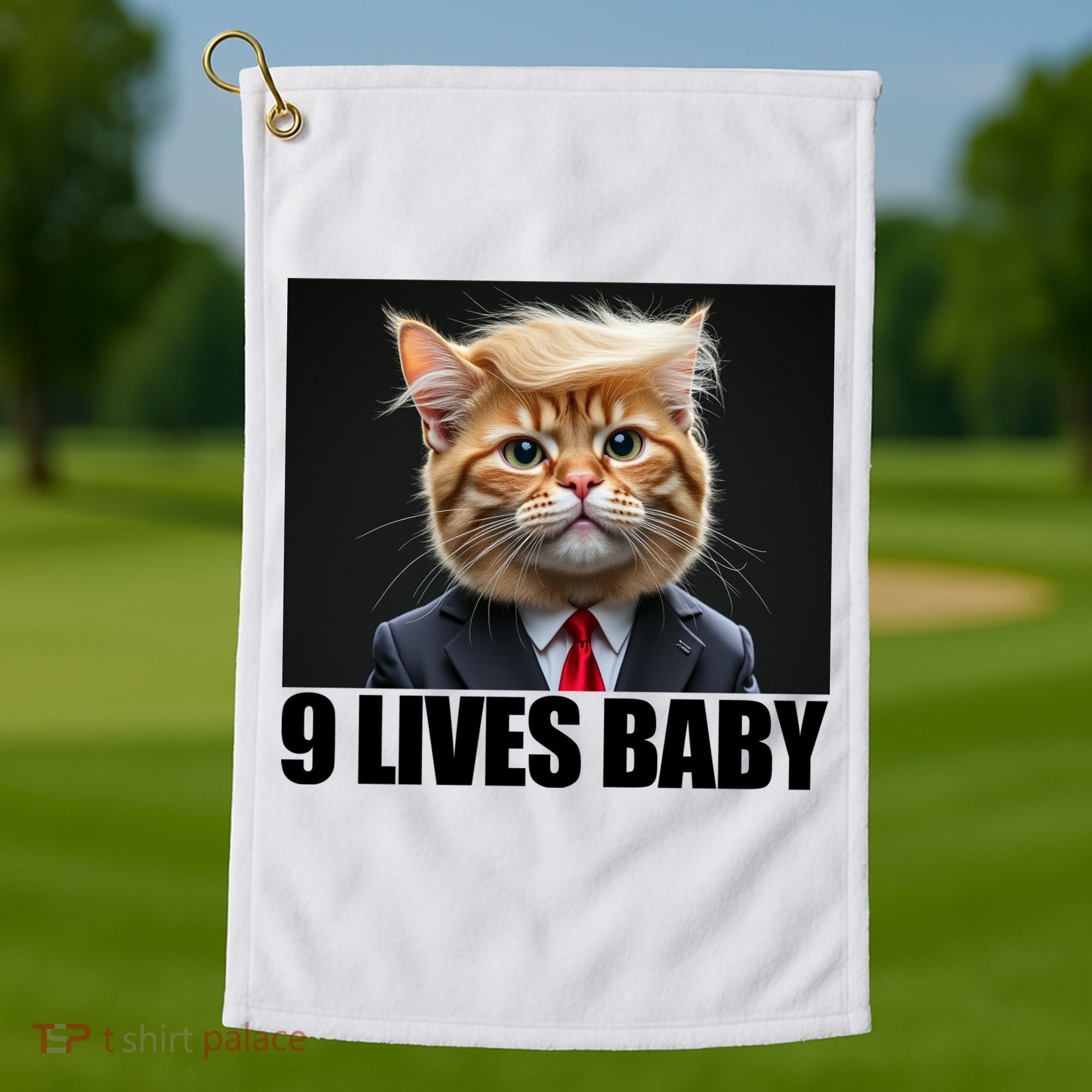 Cat Trump 9 Lives Baby Golf Towel