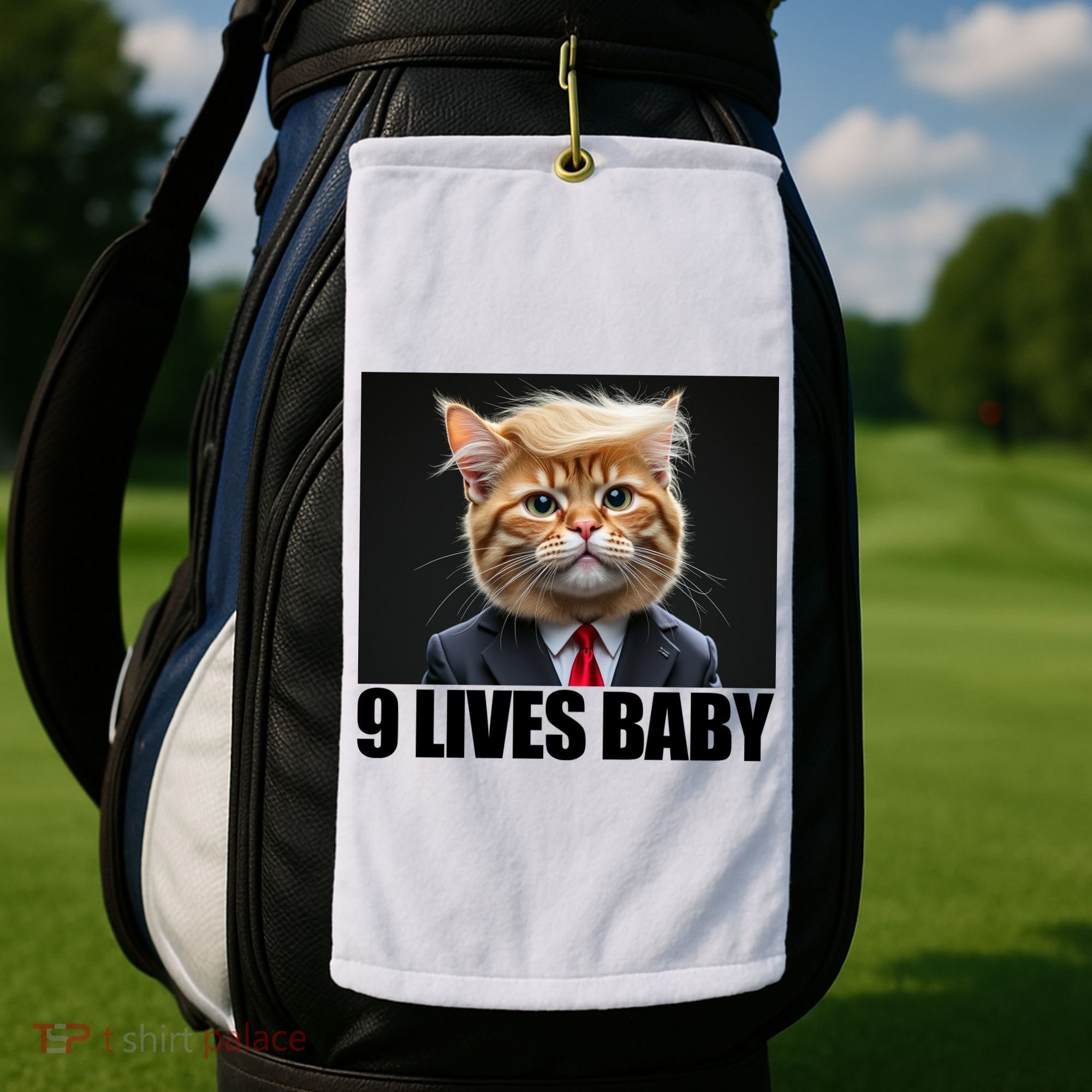 Cat Trump 9 Lives Baby Golf Towel