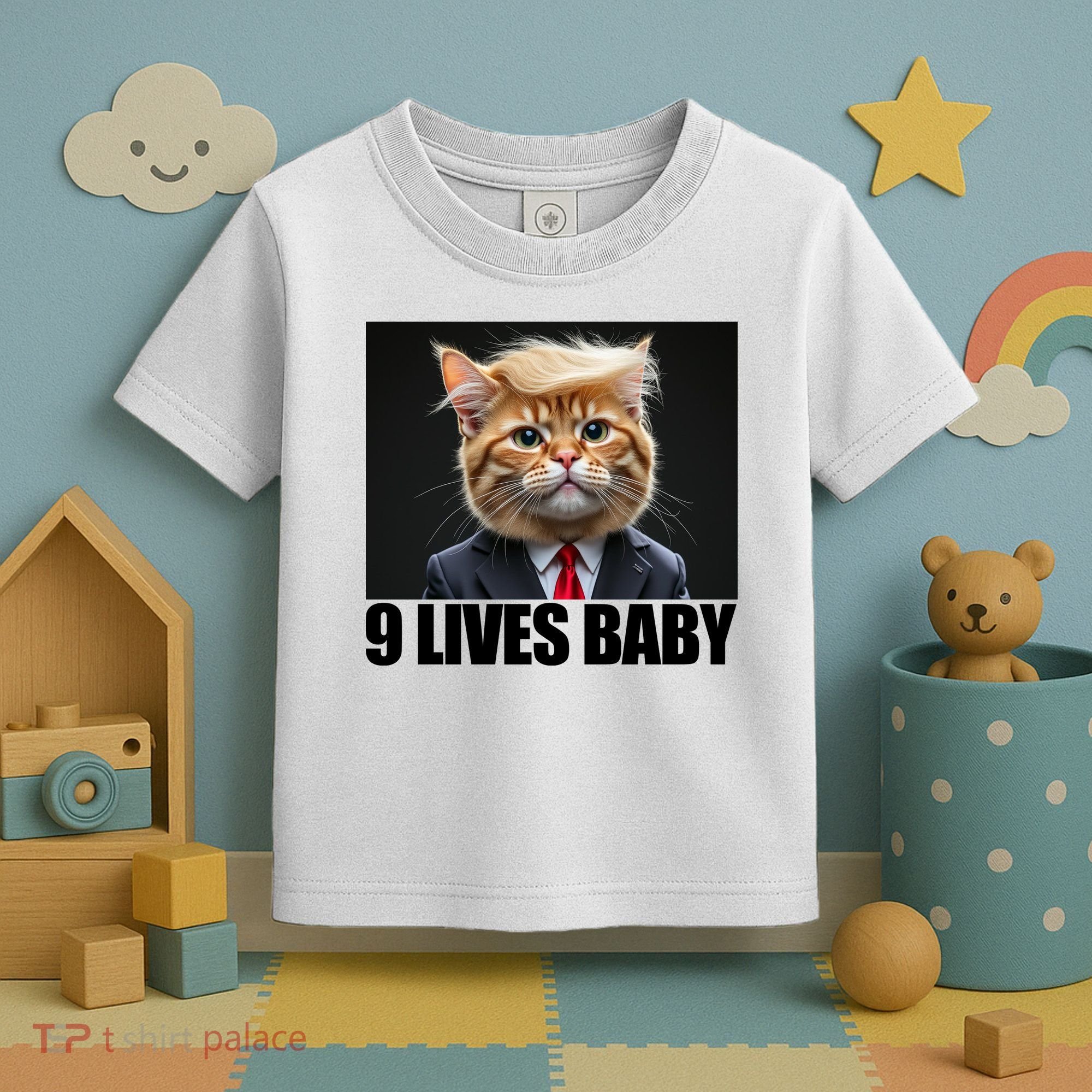 Cat Trump 9 Lives Baby Toddler T-Shirt
