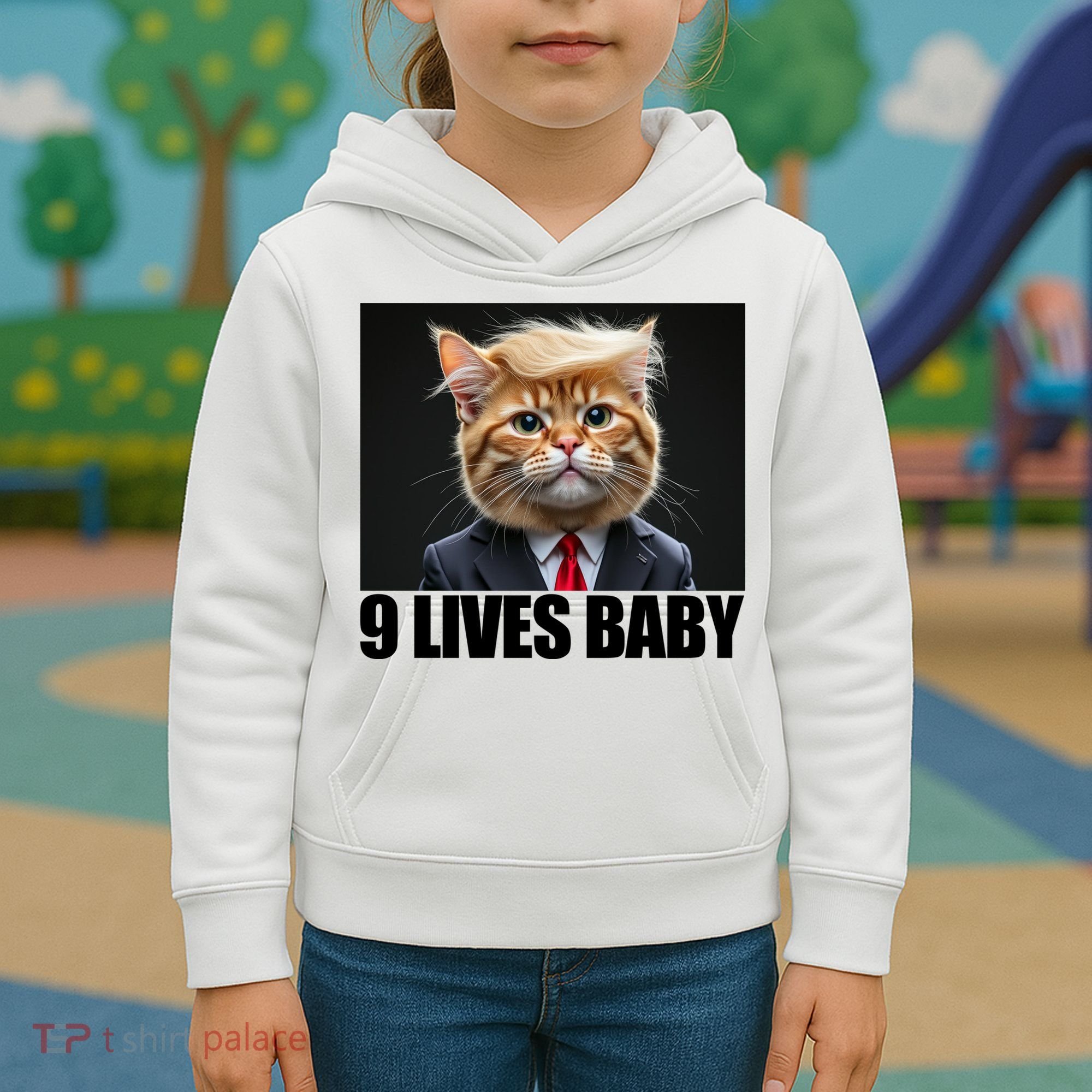 Cat Trump 9 Lives Baby Kids Hoodie