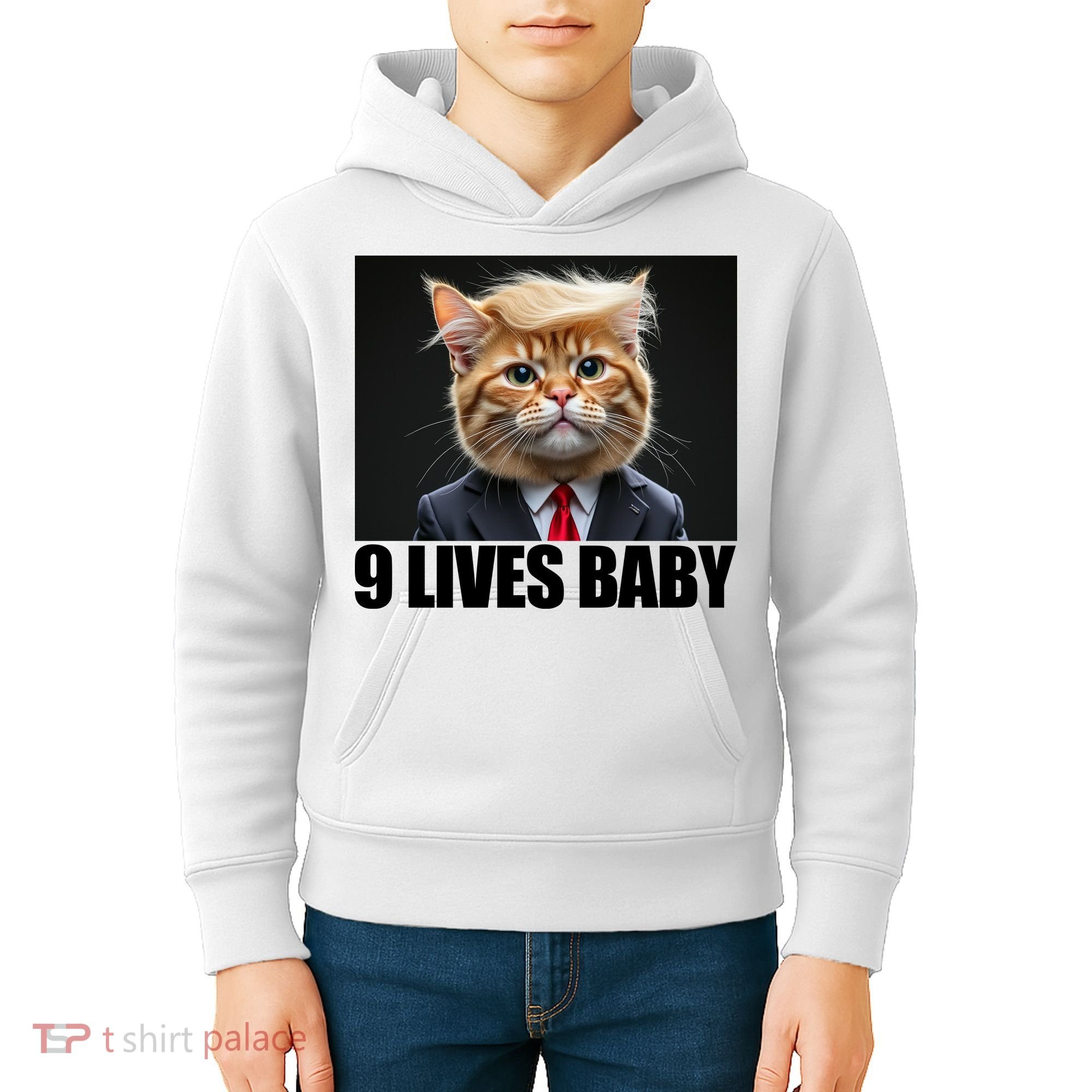Cat Trump 9 Lives Baby Kids Hoodie