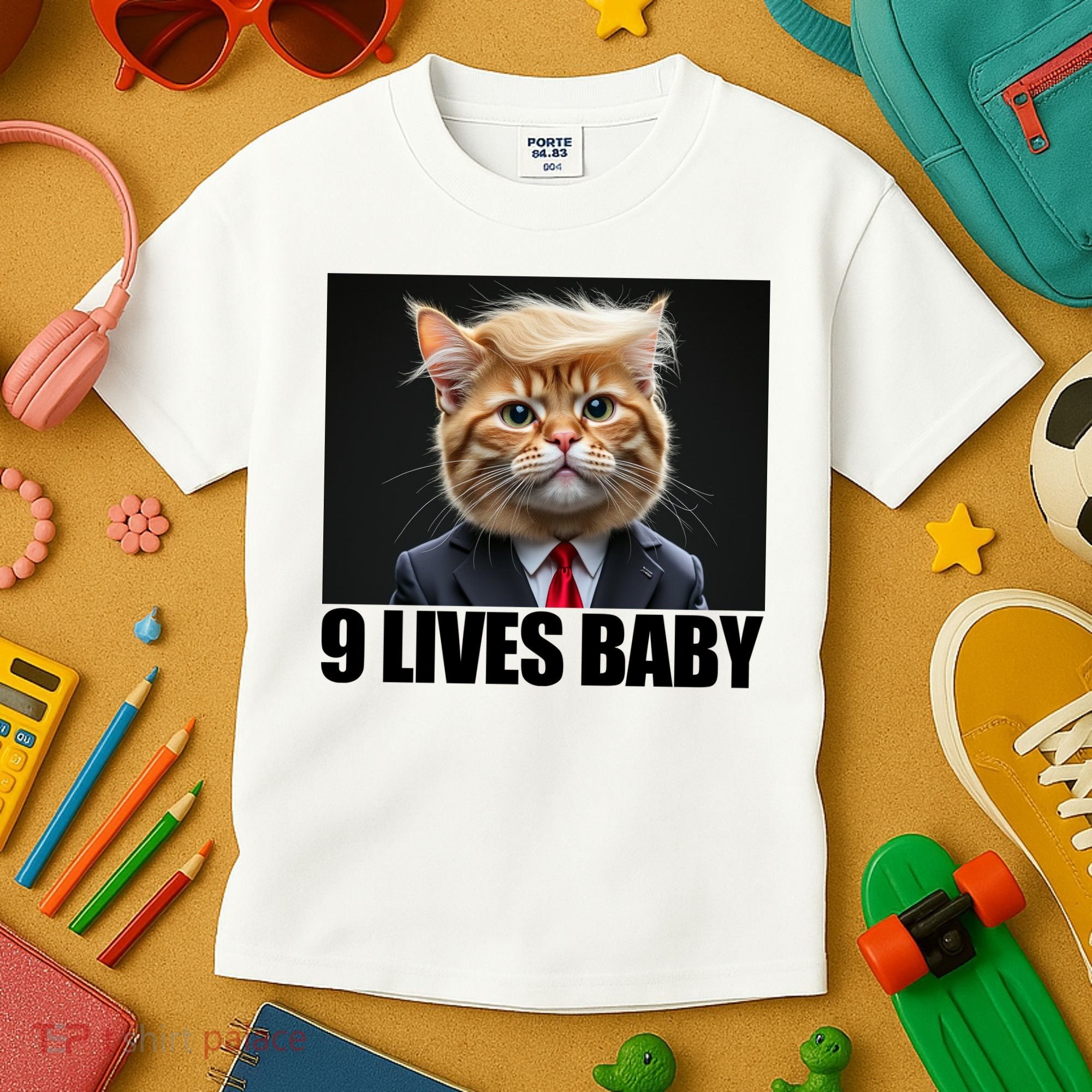 Cat Trump 9 Lives Baby Kids T-Shirt
