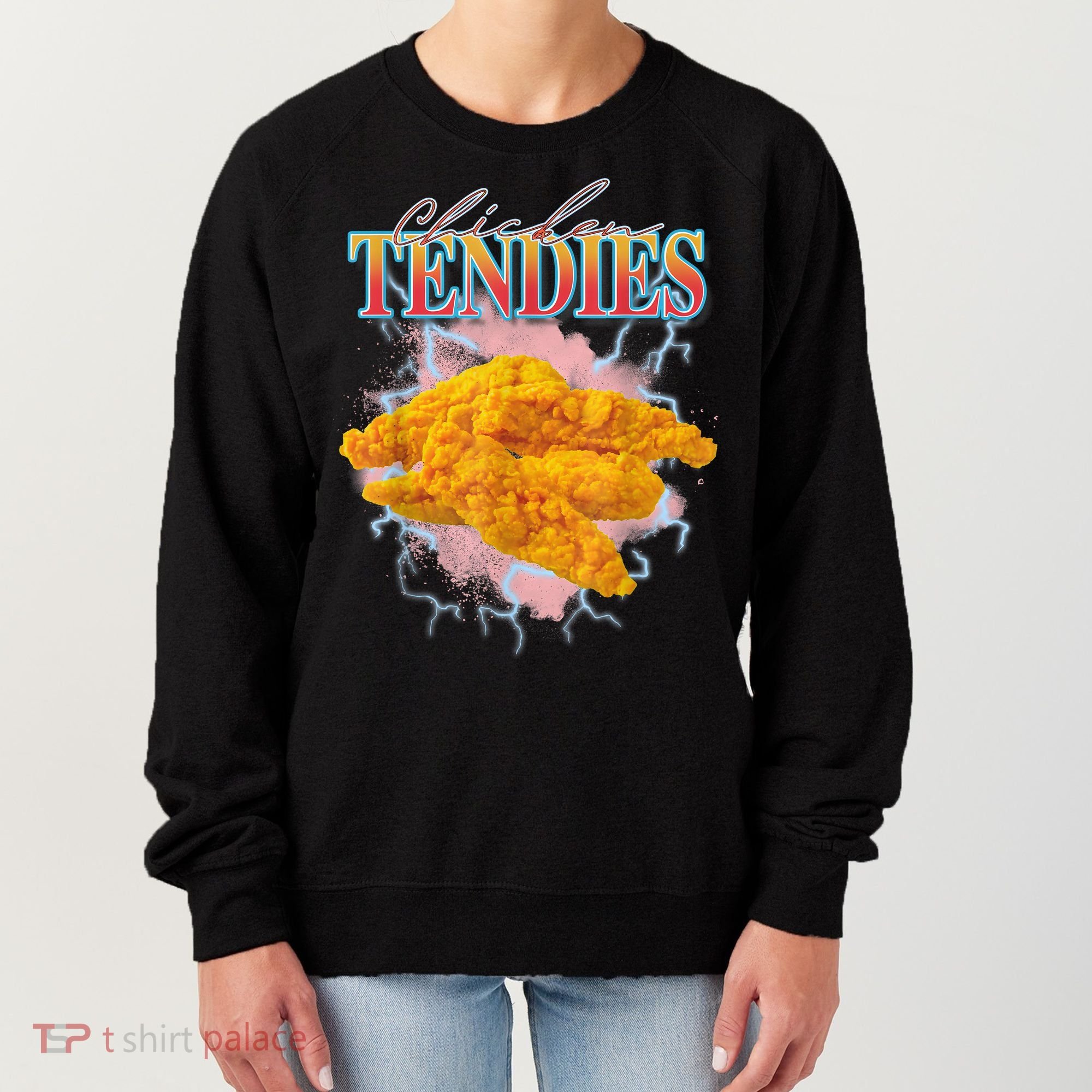 Chicken Tendies 90s Bootleg Style Foodie Funny Meme Women's Sweatshirt