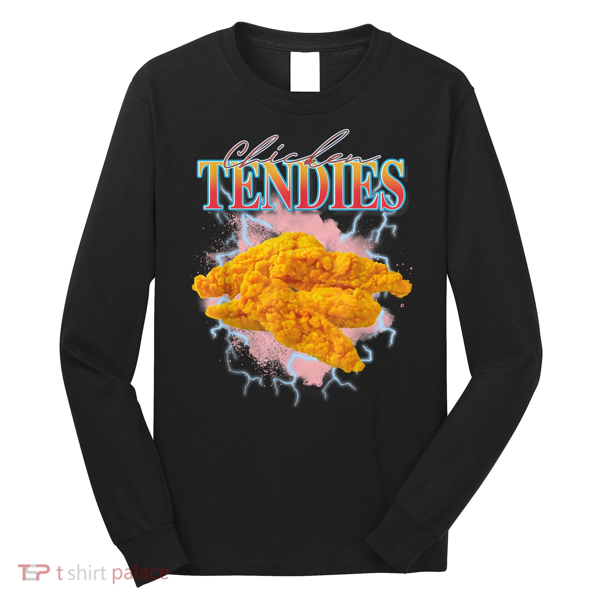 Chicken Tendies 90s Bootleg Style Foodie Funny Meme Long Sleeve Shirt