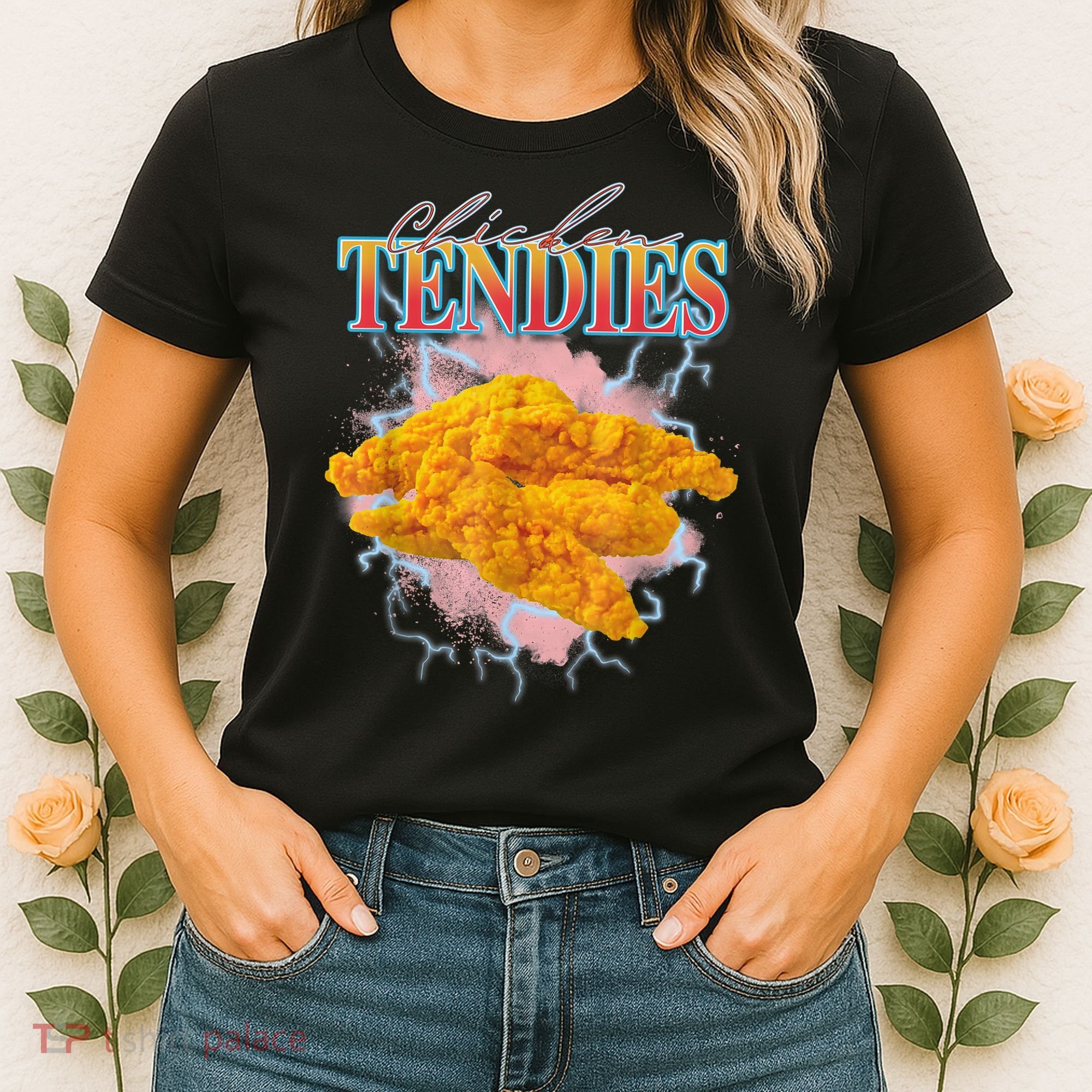 Chicken Tendies 90s Bootleg Style Foodie Funny Meme Women's T-Shirt