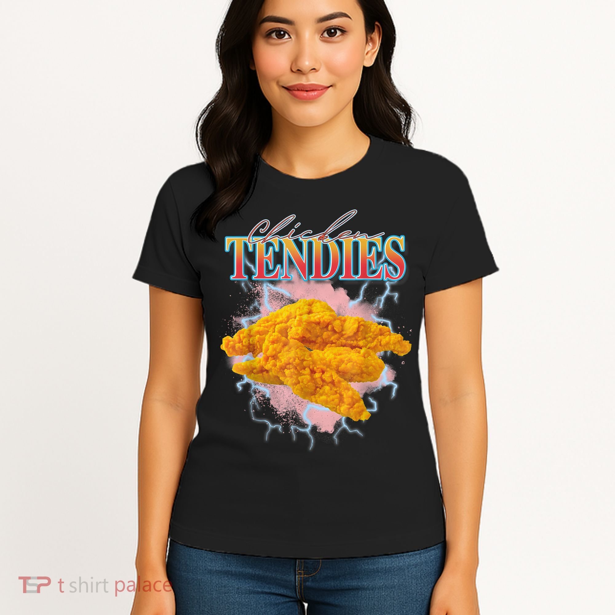 Chicken Tendies 90s Bootleg Style Foodie Funny Meme Women's T-Shirt