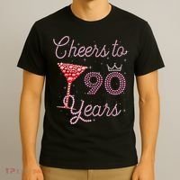 Cheers To 90 Years 90th Birthday 90 Years Old Bday T-Shirt thumb 3