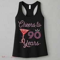 Cheers To 90 Years 90th Birthday 90 Years Old Bday Women's Tank Top thumb 3