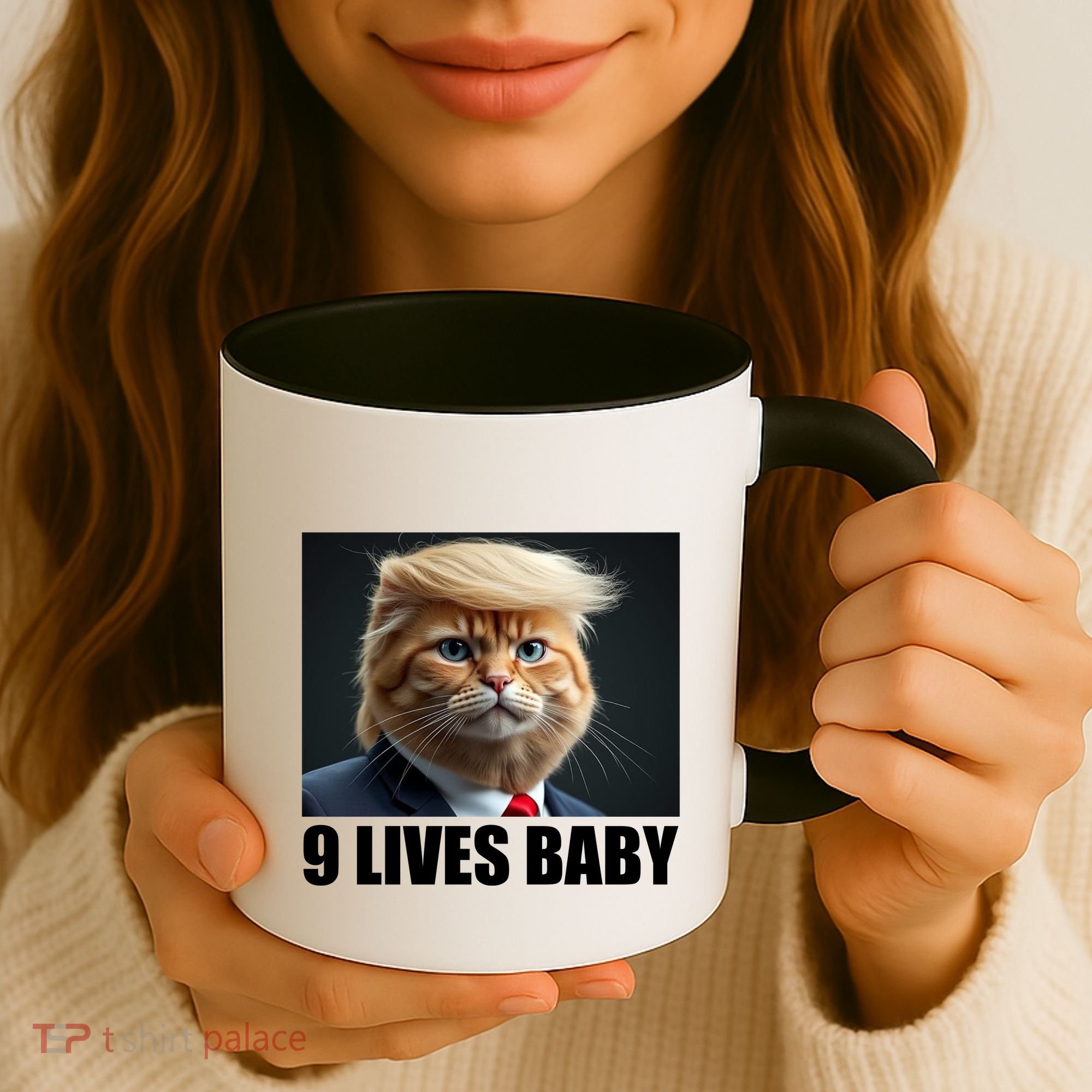 Cat Trump 9 Lives Baby Coffee Mug