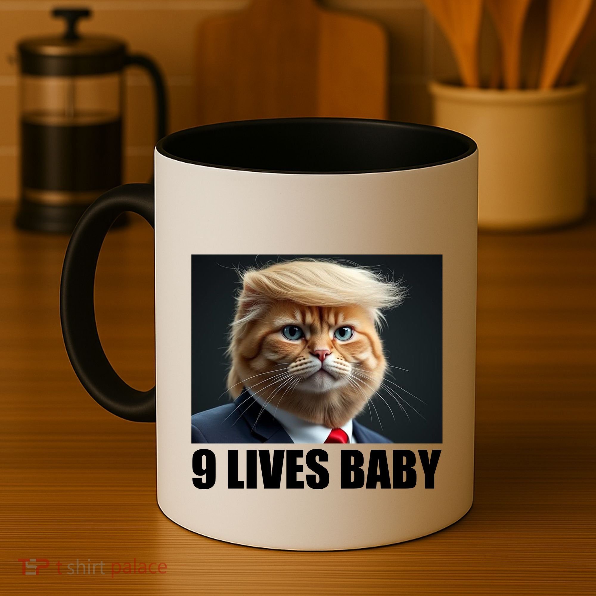 Cat Trump 9 Lives Baby Coffee Mug