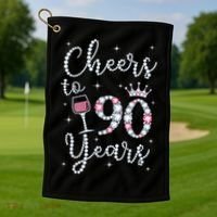 Cheers to 90 Years 1929 90Th Birthday Gift Tee For WoM.e.ns Golf Towel thumb 1