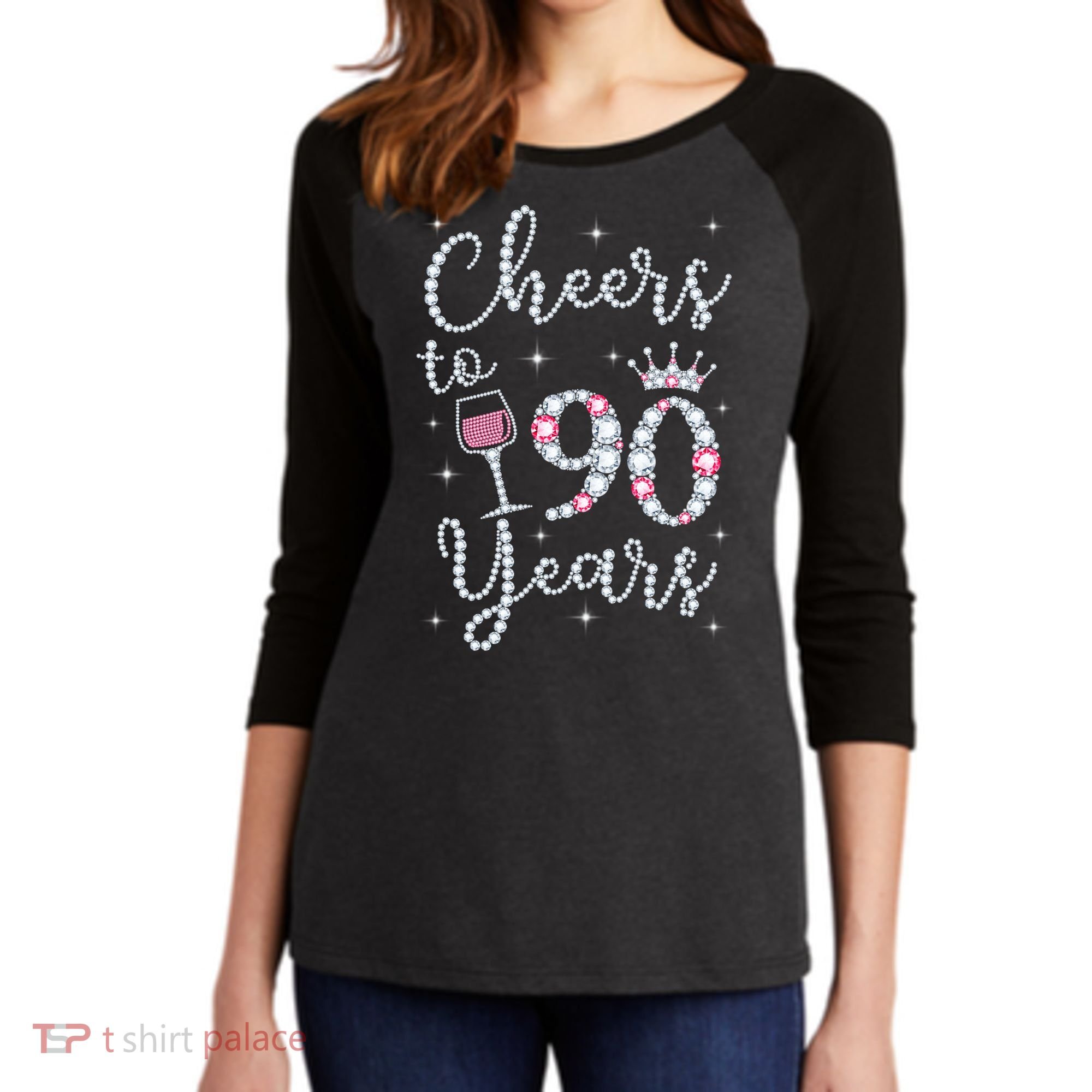 Cheers to 90 Years 1929 90Th Birthday Gift Tee For WoM.e.ns Women's Tri-Blend 3/4-Sleeve Raglan Shirt