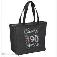 Cheers to 90 Years 1929 90Th Birthday Gift Tee For WoM.e.ns Tote Bag thumb 2
