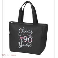 Cheers to 90 Years 1929 90Th Birthday Gift Tee For WoM.e.ns Tote Bag thumb 3