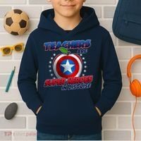 Cool Teachers Are Super Heroes In Disguise Kids Hoodie thumb 2