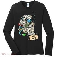 Cryptocurrency Talk - Astronaut Hodler Begging For XRP Women's Long Sleeve Shirt thumb 0