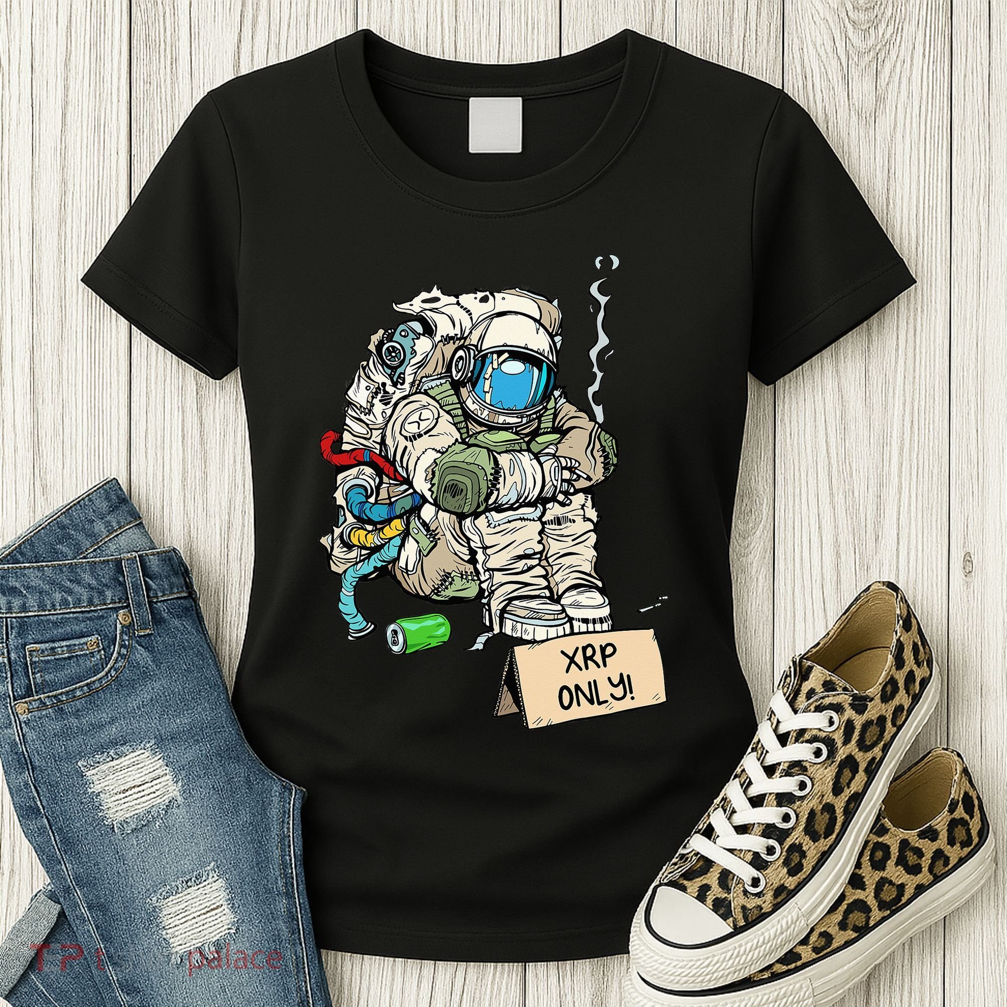 Cryptocurrency Talk - Astronaut Hodler Begging For XRP Women's T-Shirt