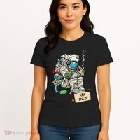 Cryptocurrency Talk - Astronaut Hodler Begging For XRP Women's T-Shirt thumb 4