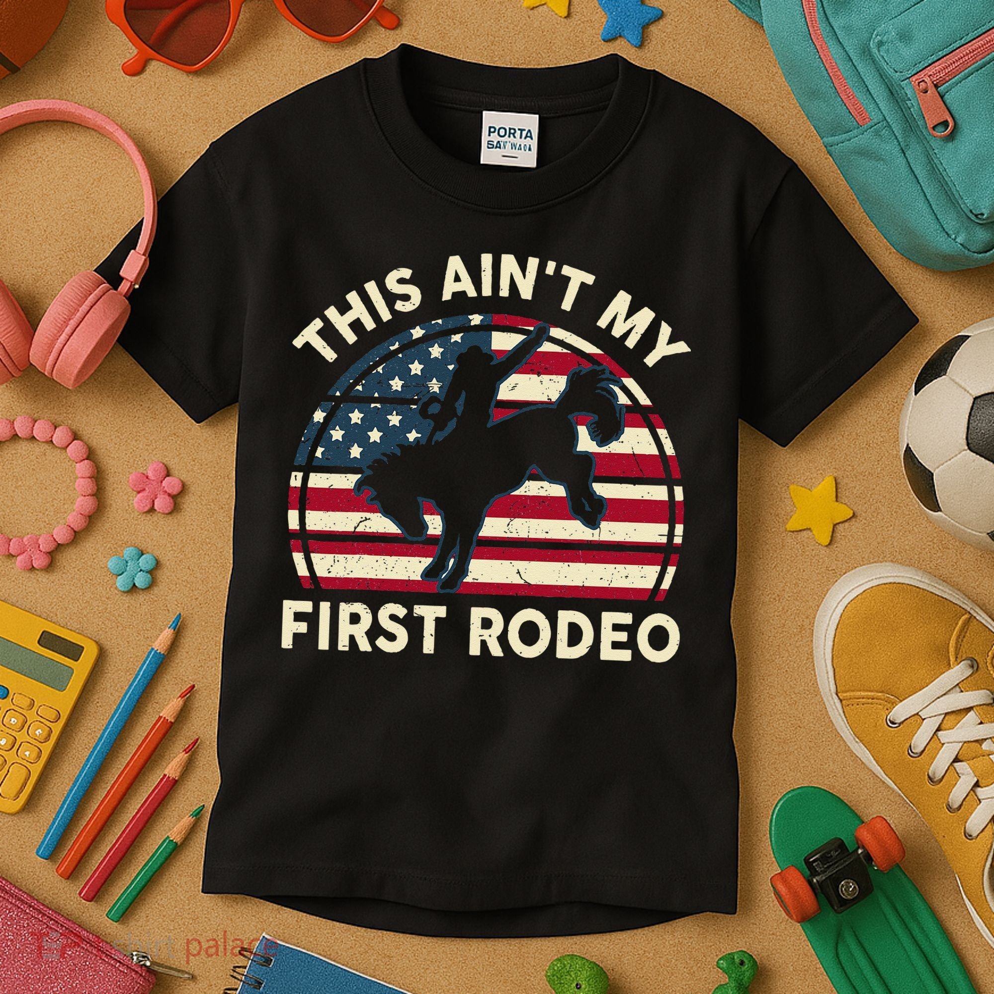 Cowboy This Aint My First Rodeo Wo Horse Riding Kids T-Shirt