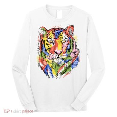 Colorful Tiger Animal Art Long Sleeve Shirt