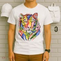 Colorful Tiger Animal Art T-Shirt thumb 6