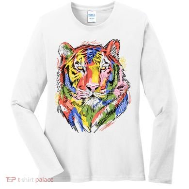 Colorful Tiger Animal Art Women's Long Sleeve Shirt