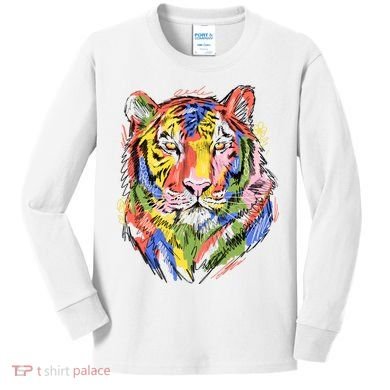 Colorful Tiger Animal Art Kids Long Sleeve Shirt