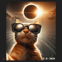 Cat Taking A Selfie With Solar 2024 Eclipse Wearing Glasses Women's Sweatshirt thumb 2