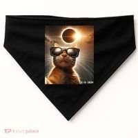 Cat Taking A Selfie With Solar 2024 Eclipse Wearing Glasses USA-Made Doggie Bandana thumb 0