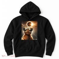 Cat Taking A Selfie With Solar 2024 Eclipse Wearing Glasses Hoodie thumb 0