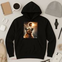 Cat Taking A Selfie With Solar 2024 Eclipse Wearing Glasses Hoodie thumb 3