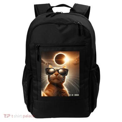 Cat Taking A Selfie With Solar 2024 Eclipse Wearing Glasses Backpack