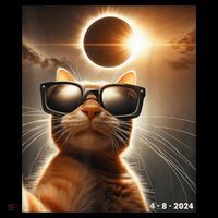 Cat Taking A Selfie With Solar 2024 Eclipse Wearing Glasses Backpack thumb 2