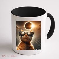 Cat Taking A Selfie With Solar 2024 Eclipse Wearing Glasses Coffee Mug thumb 1