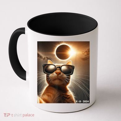 Cat Taking A Selfie With Solar 2024 Eclipse Wearing Glasses Coffee Mug