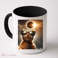 Cat Taking A Selfie With Solar 2024 Eclipse Wearing Glasses Coffee Mug thumb 0
