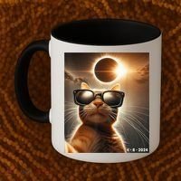 Cat Taking A Selfie With Solar 2024 Eclipse Wearing Glasses Coffee Mug thumb 2