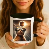 Cat Taking A Selfie With Solar 2024 Eclipse Wearing Glasses Coffee Mug thumb 3