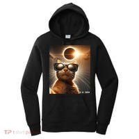 Cat Taking A Selfie With Solar 2024 Eclipse Wearing Glasses Women's Hoodie thumb 0