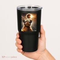 Cat Taking A Selfie With Solar 2024 Eclipse Wearing Glasses Tumbler thumb 2